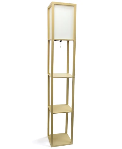 Simple Designs Floor Lamp Etagere Organizer Storage Shelf with Linen Shade
