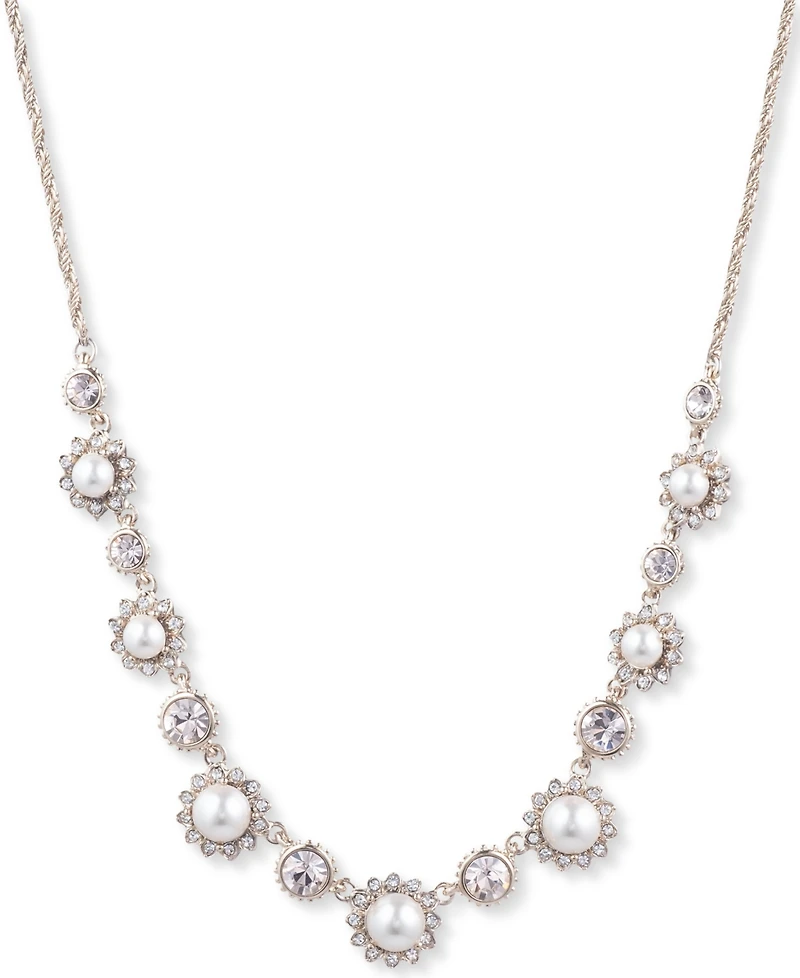 Marchesa Gold-Tone Imitation Pearl & Crystal Statement Necklace, 16" + 3" extender
