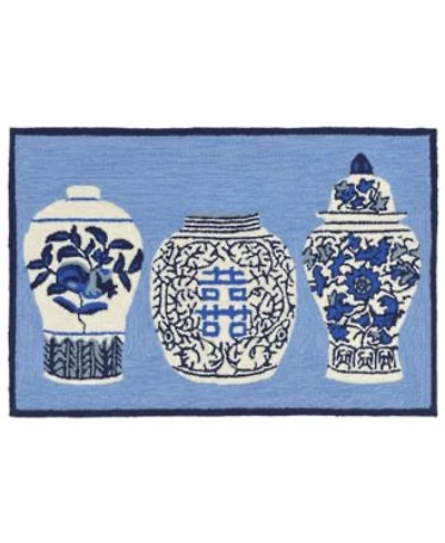 Liora Manne Front Porch Indoor Outdoor Ginger Jars Blue Area Rugs