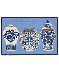 Liora Manne Front Porch Indoor Outdoor Ginger Jars Blue Area Rugs
