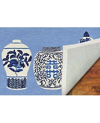 Liora Manne Front Porch Indoor/Outdoor Ginger Jars Blue 2'6" x 4' Area Rug