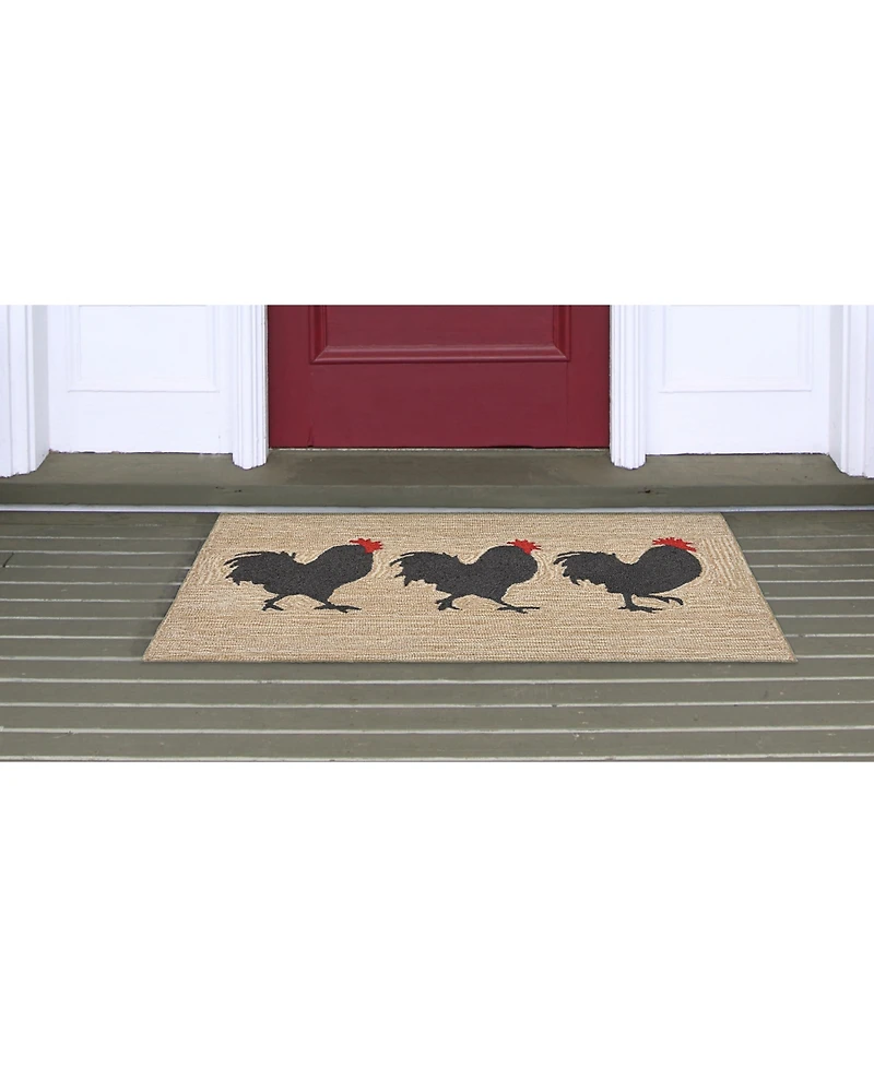 Liora Manne Front Porch Indoor/Outdoor Roosters Neutral 2'6" x 4' Area Rug
