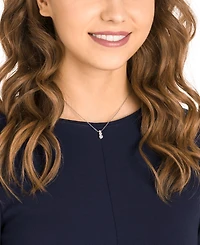 Swarovski Silver-Tone Triple-Crystal Pendant Necklace, 14-4/5" + 2" extender