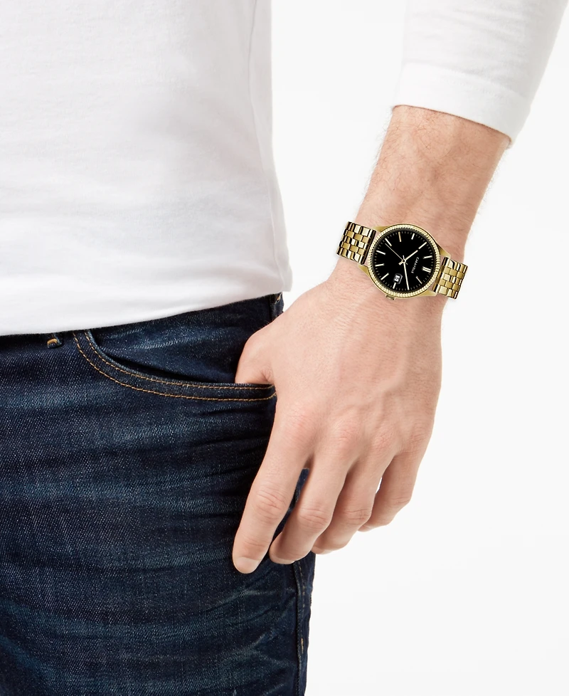 Caravelle Designed by Bulova Men's Gold-Tone Stainless Steel Bracelet Watch 41mm
