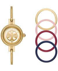 Tory Burch Women's Reva Gold-Tone Stainless Steel Bangle Bracelet Watch 27mm Gift Set