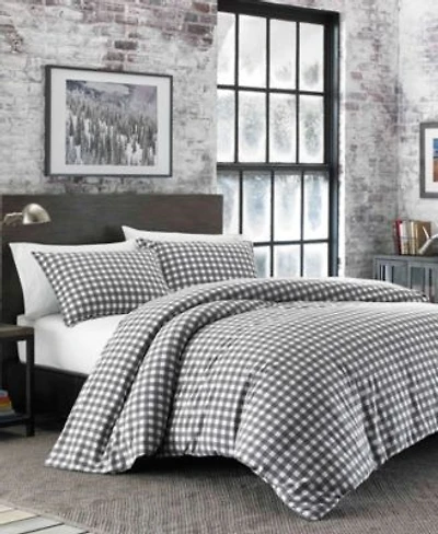 Eddie Bauer Preston Grey Cotton Flannel 3 Piece Duvet Cover Sets