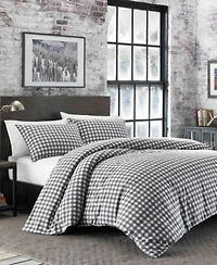 Eddie Bauer Preston Grey Cotton Flannel 3 Piece Duvet Cover Sets