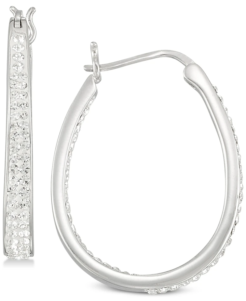 Simone I. Smith Crystal Oval Hoop Earrings in 18K Yellow Gold Over Silver or Sterling Silver