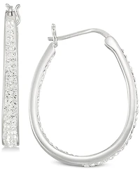 Simone I. Smith Crystal Oval Hoop Earrings in 18K Yellow Gold Over Silver or Sterling Silver