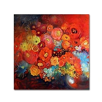 Oxana Ziaka 'Red Nature Morte' Canvas Art - 14" x 14" x 2"