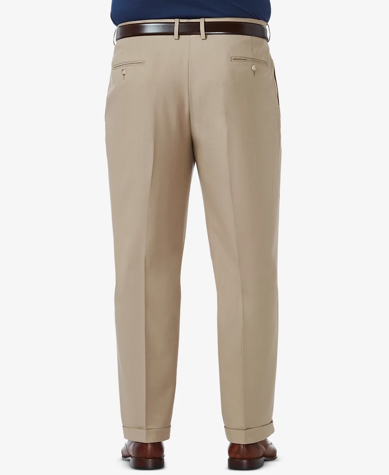 Haggar Men's Big & Tall Premium Comfort Stretch Classic-Fit Solid Pleated Dress Pants