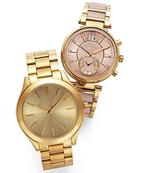 Michael Kors Unisex Slim Runway Gold-Tone Stainless Steel Bracelet Watch 42mm