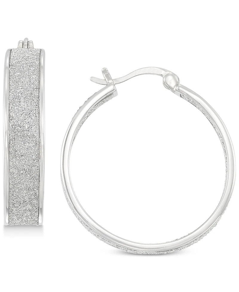 Simone I. Smith Glitter Hoop Earrings in Sterling Silver