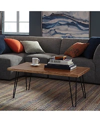 Alaterre Furniture Hairpin Natural Live Edge Wood with Metal 42" Coffee Table