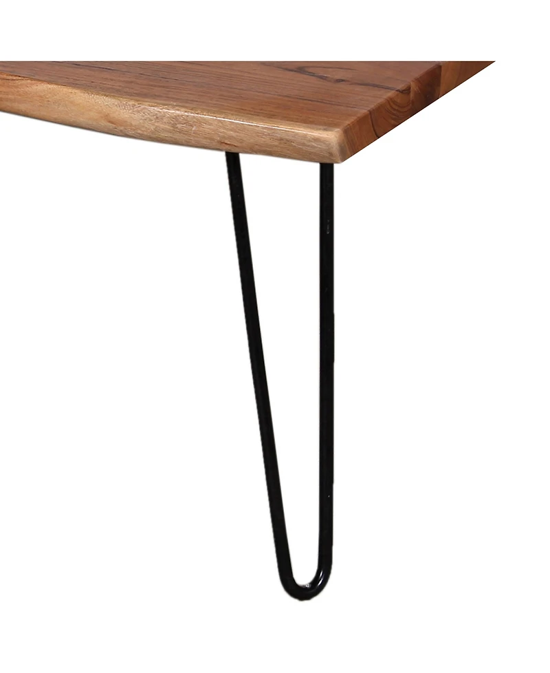 Alaterre Furniture Hairpin Natural Live Edge Wood with Metal 48" Large Coffee Table