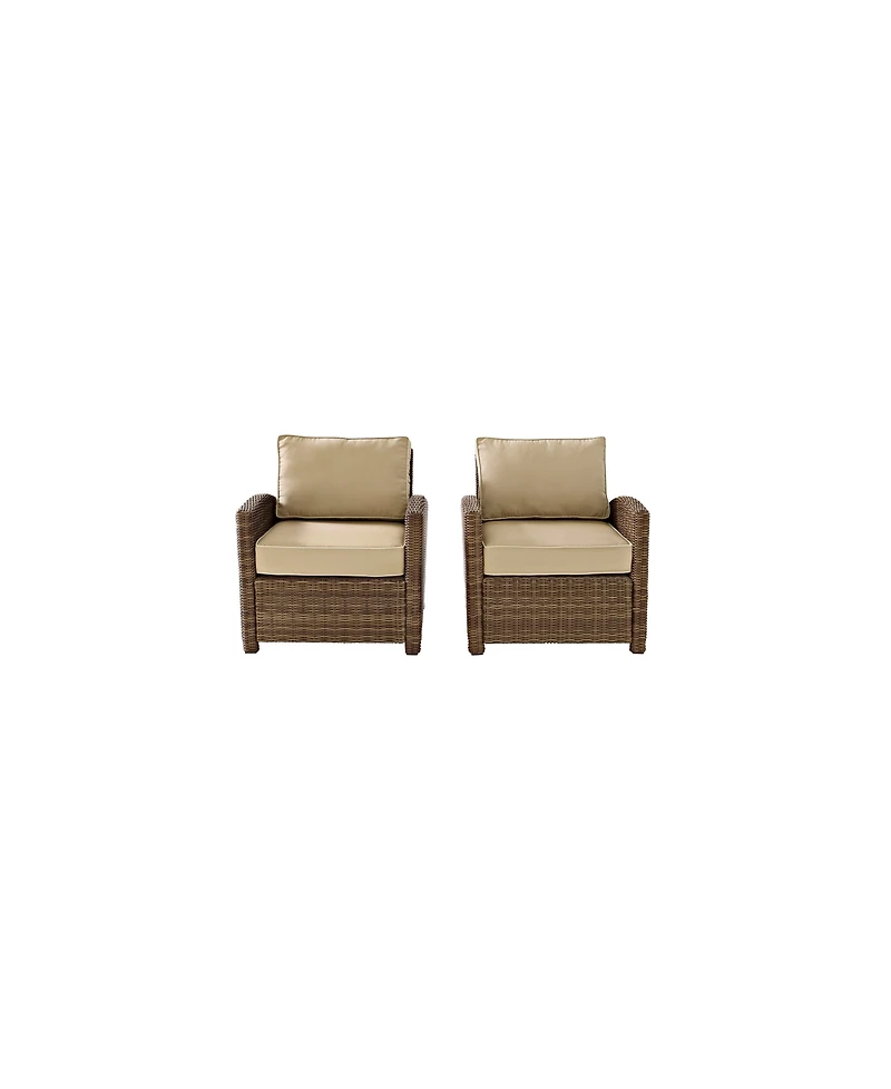 Bradenton 2 Piece Outdoor Wicker Seating Set With Cushions - 2 Arm Chairs