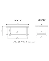 Pomona 42" Metal and Wood Coffee Table