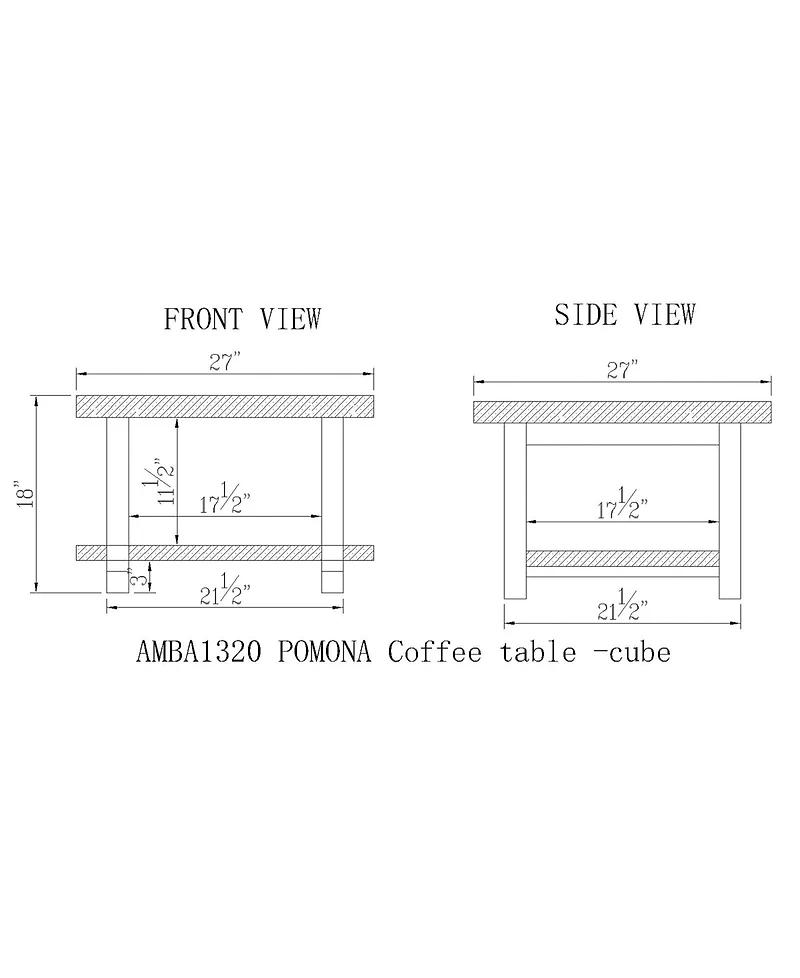 Pomona 27" Metal and Reclaimed Wood Square Coffee Table