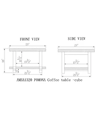 Pomona 27" Metal and Reclaimed Wood Square Coffee Table