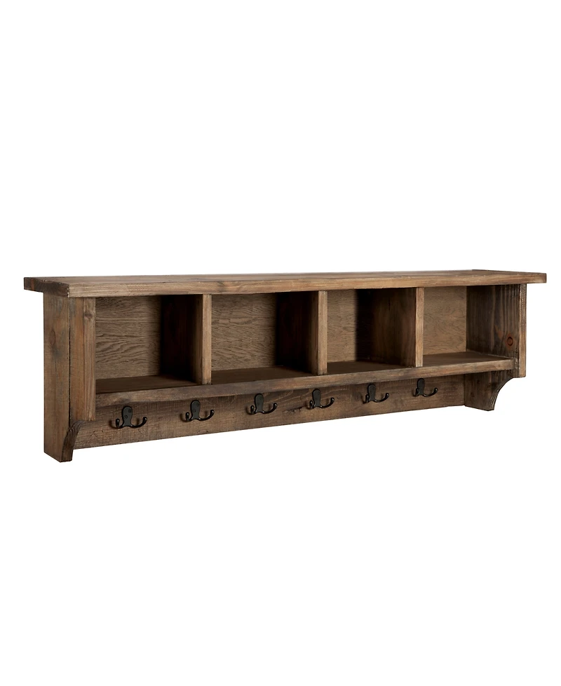 Modesto 48" Wood Entryway Wall Coat Hooks with Storage Cubbies