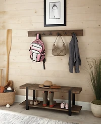 Modesto 48" Metal and Wood Storage Coat Hook with Bench