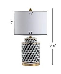 Jonathan Y Ellie 24.5" Tumbling Block Ceramic,Metal Led Table Lamp