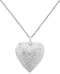 4-Photo Engraved Heart Locket in Sterling Silver