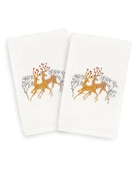 Linum Home Christmas Deer 100% Turkish Cotton 2-Pc. Hand Towel Set