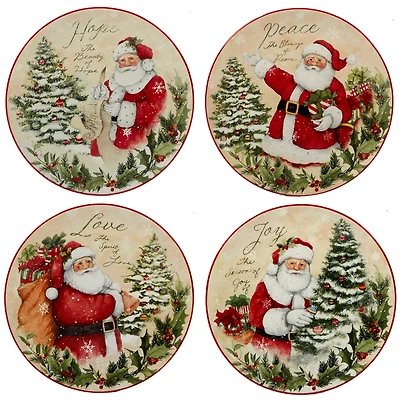 Certified International Holiday Wishes 4-Pc. Dessert Plate asst.