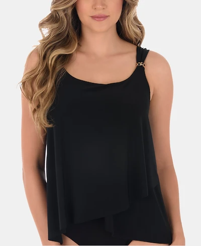 Miraclesuit Dd Cup Razzle Dazzle Underwire Asymmetrical Tankini Top