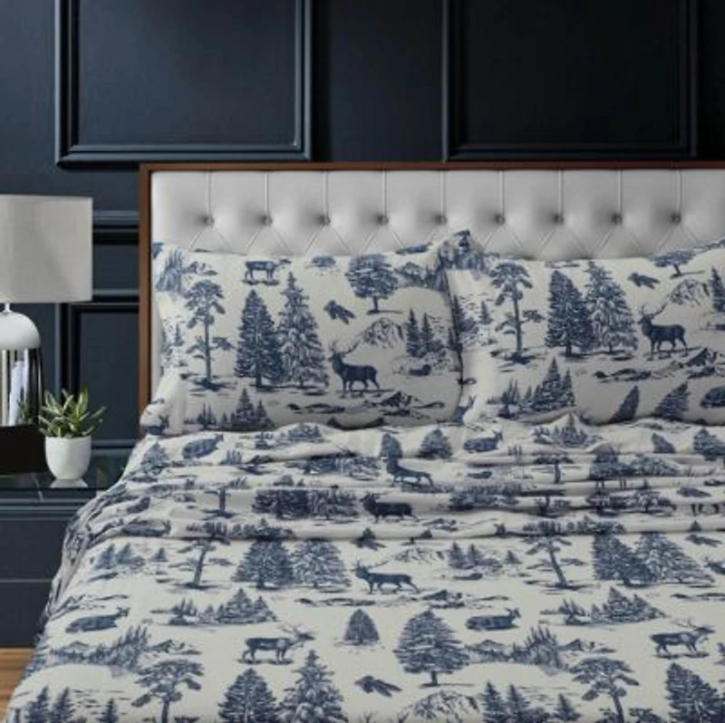 Tribeca Living Mountain Toile Heavyweight Flannel Sheet Sets