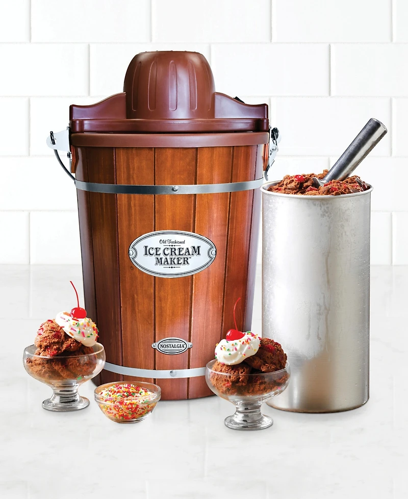 Nostalgia ICMP600WD 6-Quart Wood Bucket Ice Cream Maker