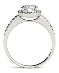 Moissanite Round Halo Ring (1-1/3 ct. t.w. Diamond Equivalent) 14k Gold or White Rose