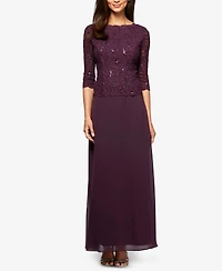 Alex Evenings Petite Sequin Lace Gown