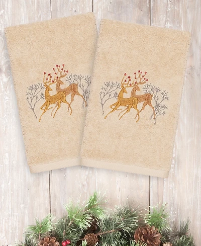Linum Home Christmas Deer 100% Turkish Cotton 2-Pc. Hand Towel Set