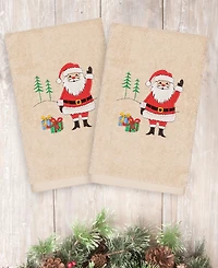 Linum Home Christmas Santa Waving 100% Turkish Cotton 2-Pc. Hand Towel Set