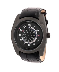 Heritor Automatic Daniels Black Leather Watches 43mm
