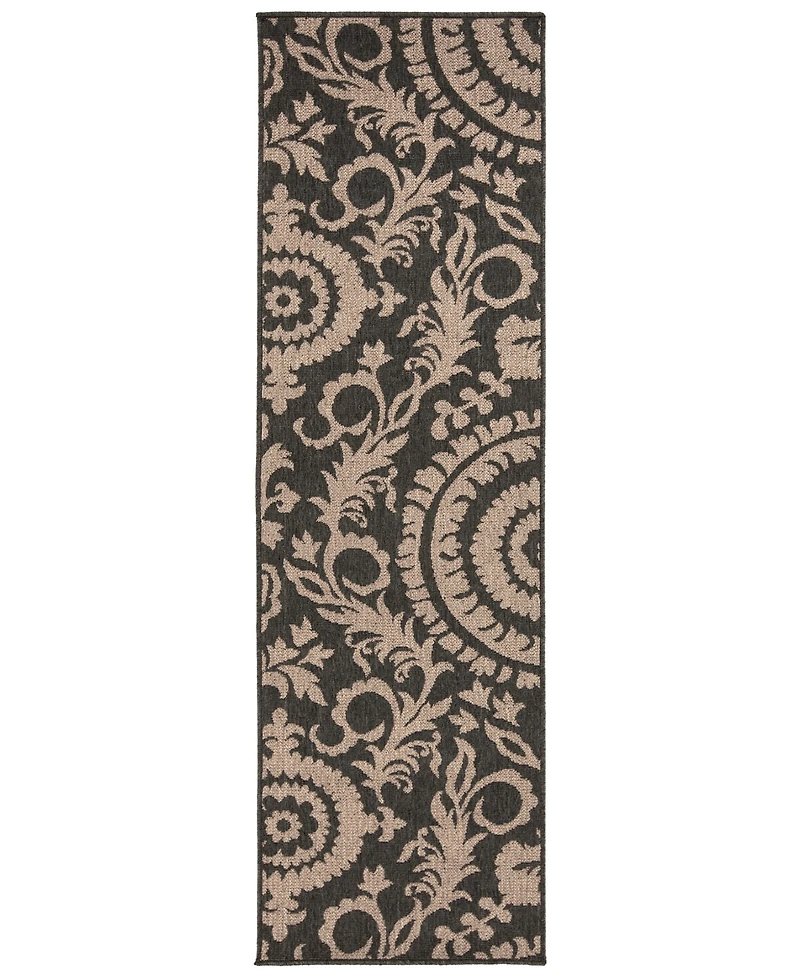 Closeout! Livabliss Alfresco Alf-9615 Black 2'3" x 11'9" Runner Area Rug, Indoor/Outdoor
