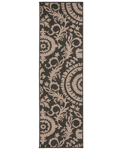 Closeout! Livabliss Alfresco Alf-9615 Black 2'3" x 11'9" Runner Area Rug, Indoor/Outdoor