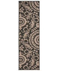 Closeout! Livabliss Alfresco Alf-9615 Black 2'3" x 11'9" Runner Area Rug, Indoor/Outdoor