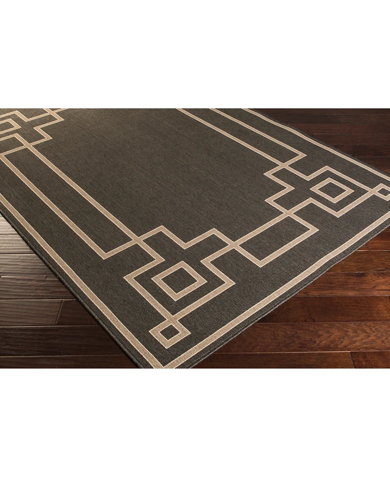 Livabliss Alfresco Alf-9630 Black 8'9" Round Area Rug, Indoor/Outdoor