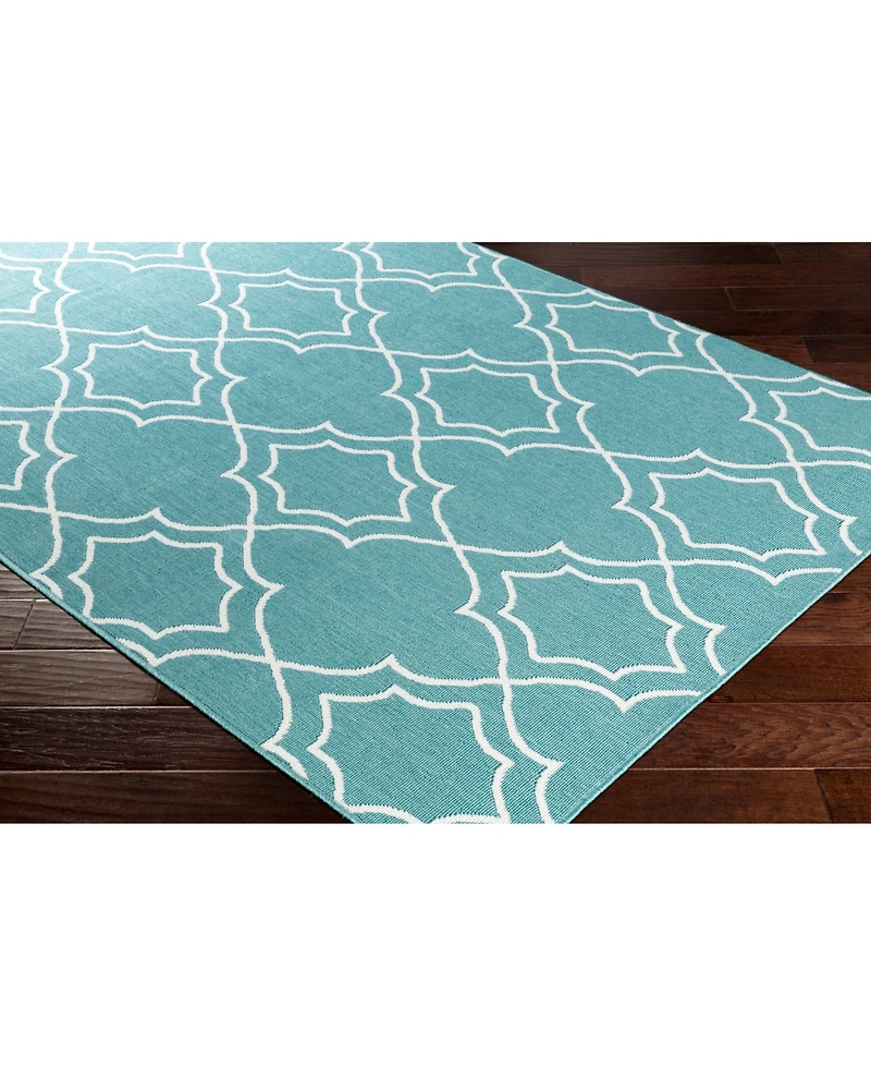Livabliss Alfresco Alf-9653 Teal 7'3" Round Area Rug, Indoor/Outdoor