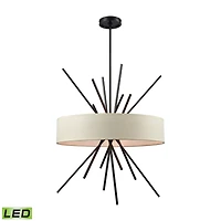Xenia 5 Light Chandelier in Oil Rubbed Bronze with Beige Fabric Shade