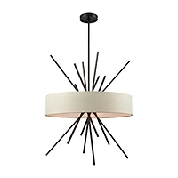 Xenia 5 Light Chandelier in Oil Rubbed Bronze with Beige Fabric Shade