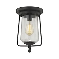 Hamel 1 Light Flush in Oil Rubbed Bronze with Clear Seedy Glass