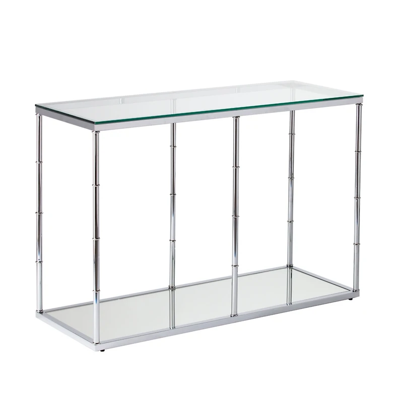 Clarkesburg Glass Console Table with Mirrored Shelf