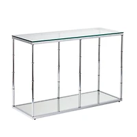 Clarkesburg Glass Console Table with Mirrored Shelf