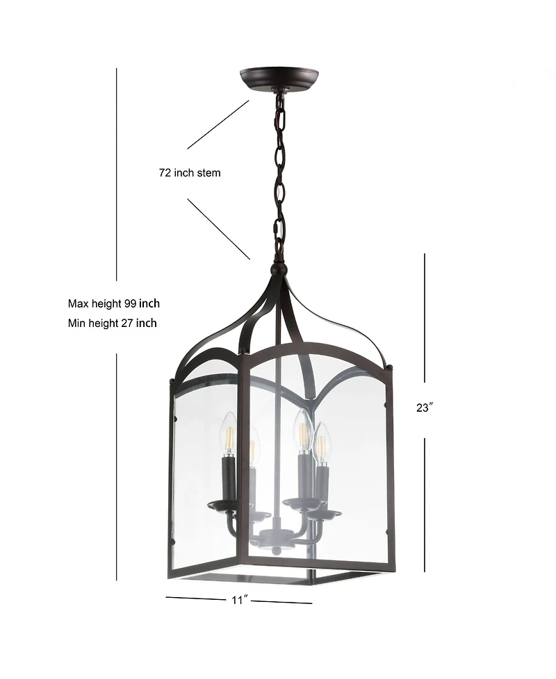 Jonathan Y Ruth 4-Light Lantern Metal, Glass Led Pendant