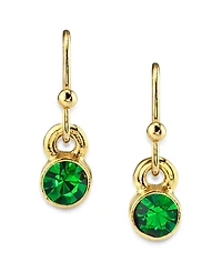 2028 14K Gold-tone Round Crystal Wire Drop Earring