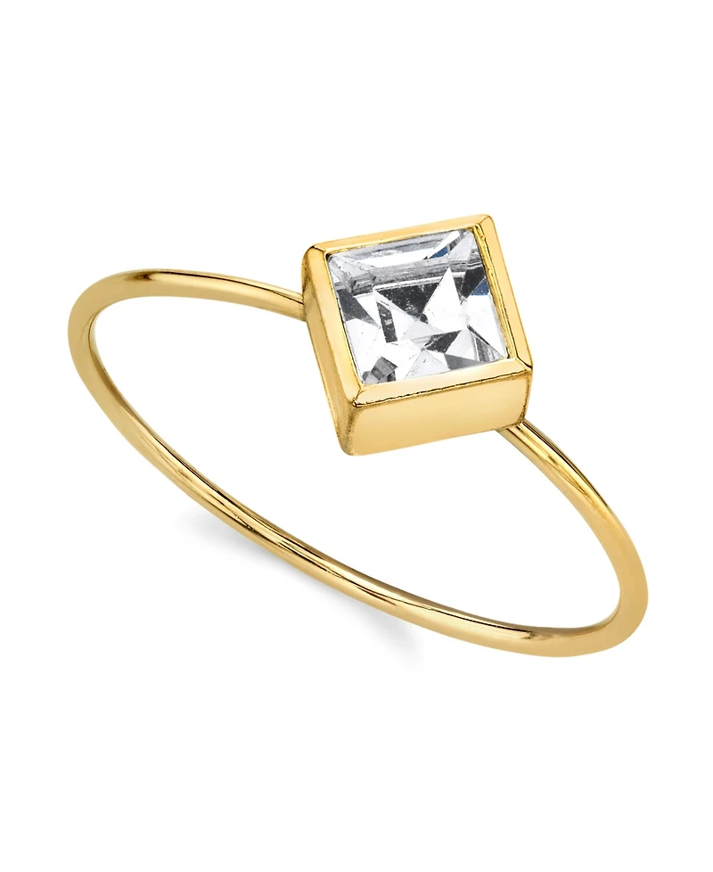2028 14K Gold-tone Diamond Shaped Crystal Ring